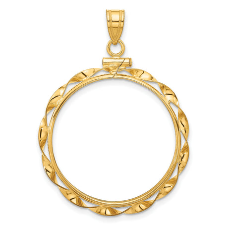 1/2 oz $25 American Buffalo Screw Top Twisted Ribbon Coin Bezel in 14k Yellow Gold