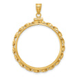 1/2 oz Cat Screw Top Twisted Ribbon Coin Bezel in 14k Yellow Gold