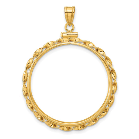 1/2 oz Cat Screw Top Twisted Ribbon Coin Bezel in 14k Yellow Gold