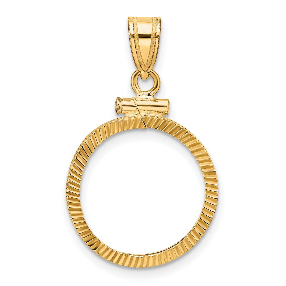 1/10 oz $5 American Buffalo Screw Top Diamond-Cut Faceted Coin Bezel in 14k Yellow Gold