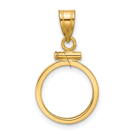  Cat Screw Top Reed Edge Coin Bezel in 14k Yellow Gold