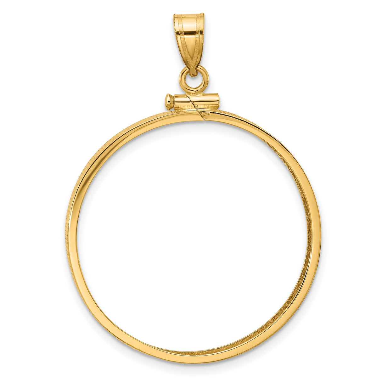 1/2 oz Cat Screw Top Reeded Border Coin Bezel in 14k Yellow Gold