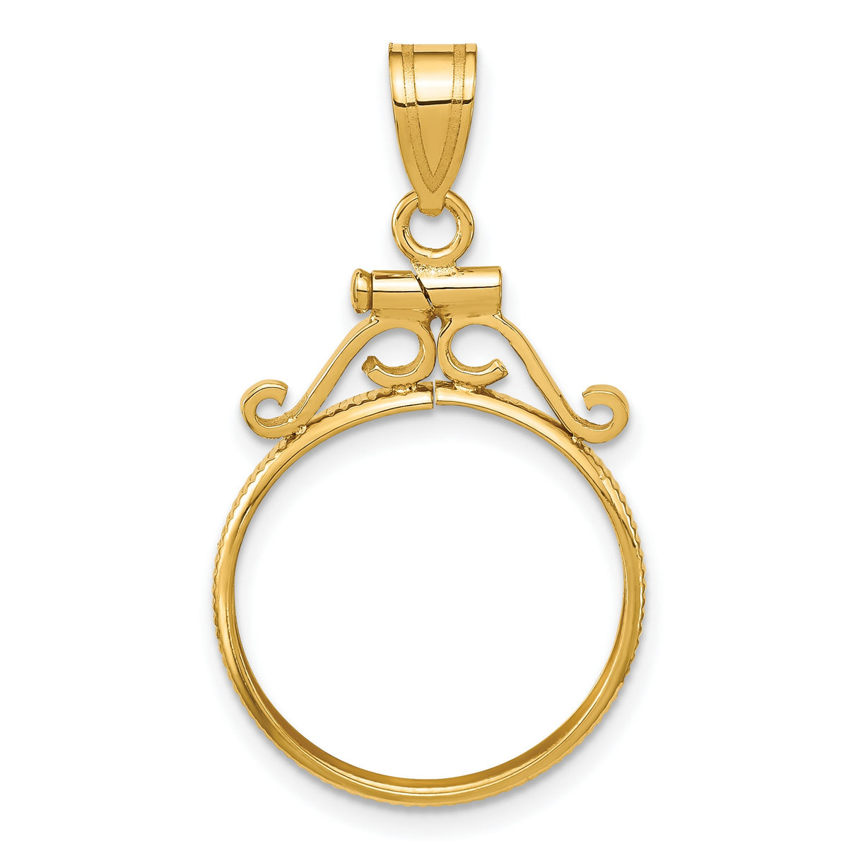 1/10 oz Cat Screw Top English Scroll Coin Bezel in 14k Yellow Gold