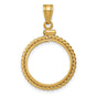 1/10 oz 15 Australian Kangaroo Screw Top Braided Coin Bezel in 14k Yellow Gold