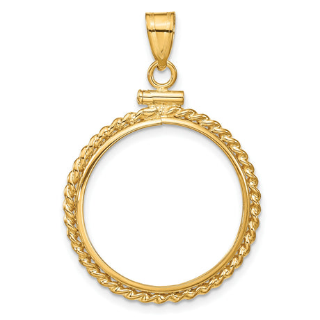 1/4 oz $10 Maple Leaf Screw Top Twisted Rope Coin Bezel in 14k Yellow Gold