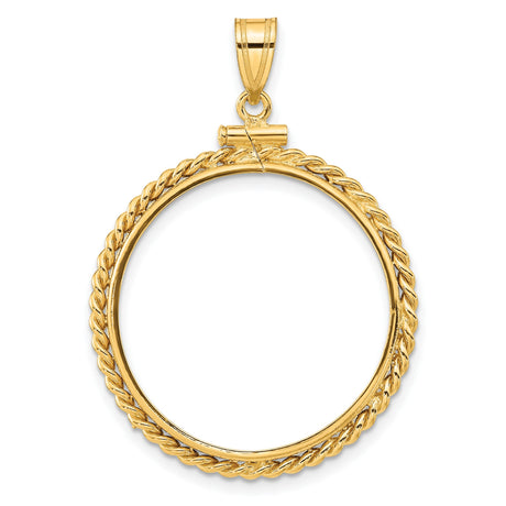 1/2 oz 50 Australian Nugget Screw Top Twisted Rope Coin Bezel in 14k Yellow Gold