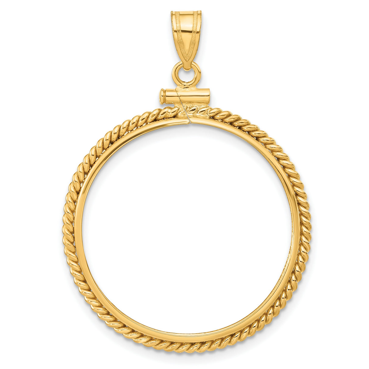 1/2 oz $25 American Buffalo Screw Top Twisted Rope Coin Bezel in 14k Yellow Gold