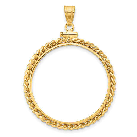 1/2 oz Cat Screw Top Twisted Rope Coin Bezel in 14k Yellow Gold