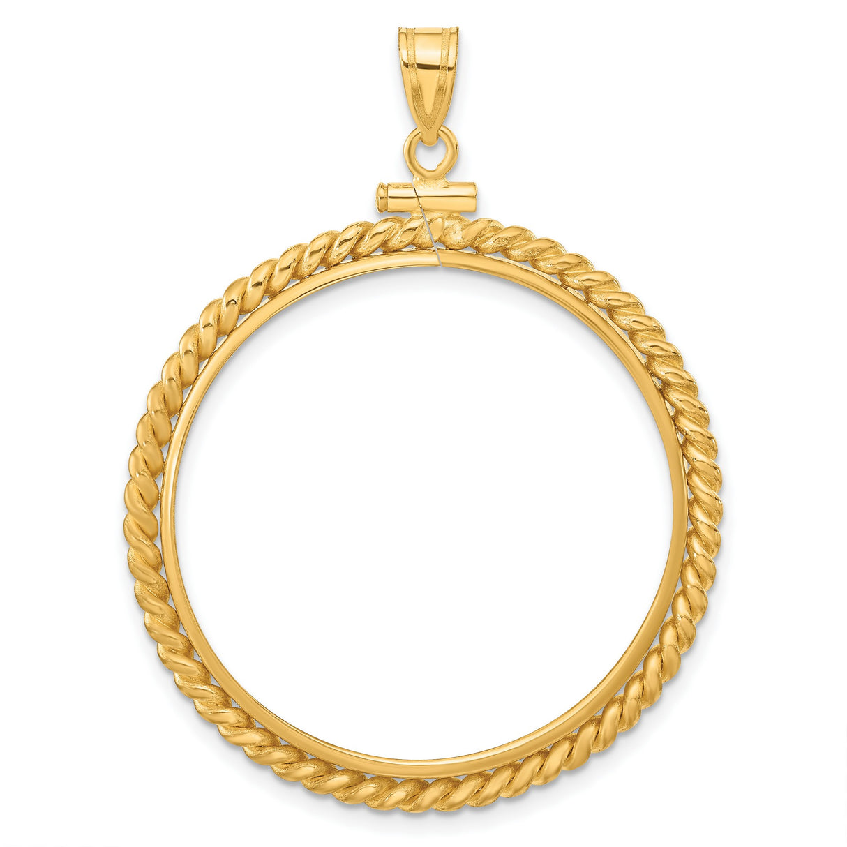 1 oz Australian Kangaroo Screw Top Twisted Rope Coin Bezel in 14k Yellow Gold