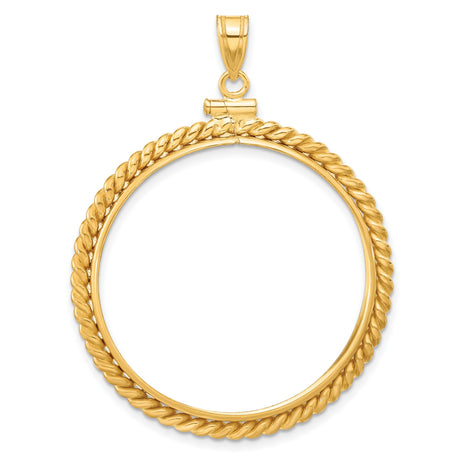 1 oz Krugerrand Screw Top Twisted Rope Coin Bezel in 14k Yellow Gold