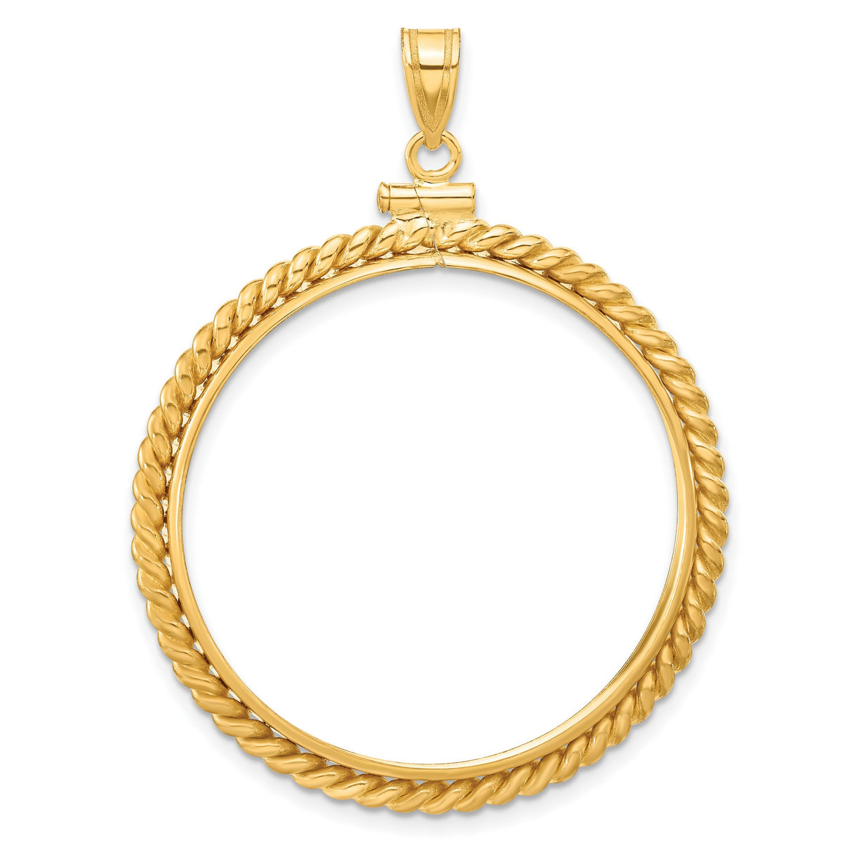 1 oz Cat Screw Top Twisted Rope Coin Bezel in 14k Yellow Gold