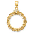 1/10 oz $5 Maple Leaf Screw Top Knotted Rope Coin Bezel in 14k Yellow Gold