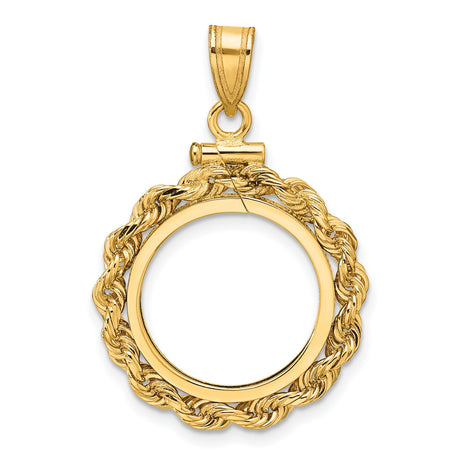 1/10 oz Krugerrand Screw Top Knotted Rope Coin Bezel in 14k Yellow Gold