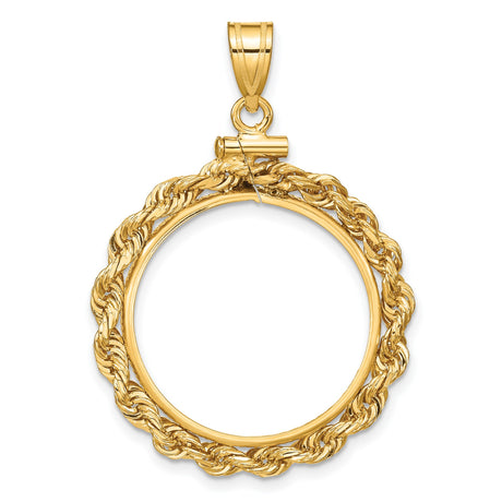 1/4 oz 25 Australian Nugget Screw Top Knotted Rope Coin Bezel in 14k Yellow Gold