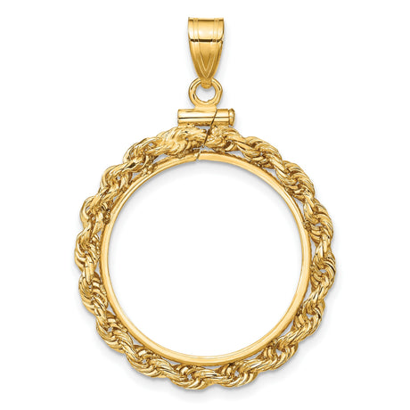 1/4 oz $10 American Buffalo Screw Top Knotted Rope Coin Bezel in 14k Yellow Gold