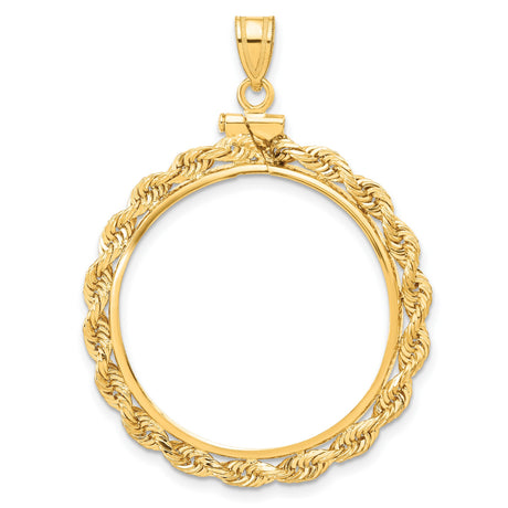 1/2 oz $25 American Buffalo Screw Top Knotted Rope Coin Bezel in 14k Yellow Gold