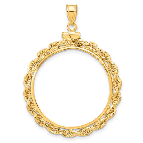1/2 oz 200 Yuan Panda Screw Top Knotted Rope Coin Bezel in 14k Yellow Gold