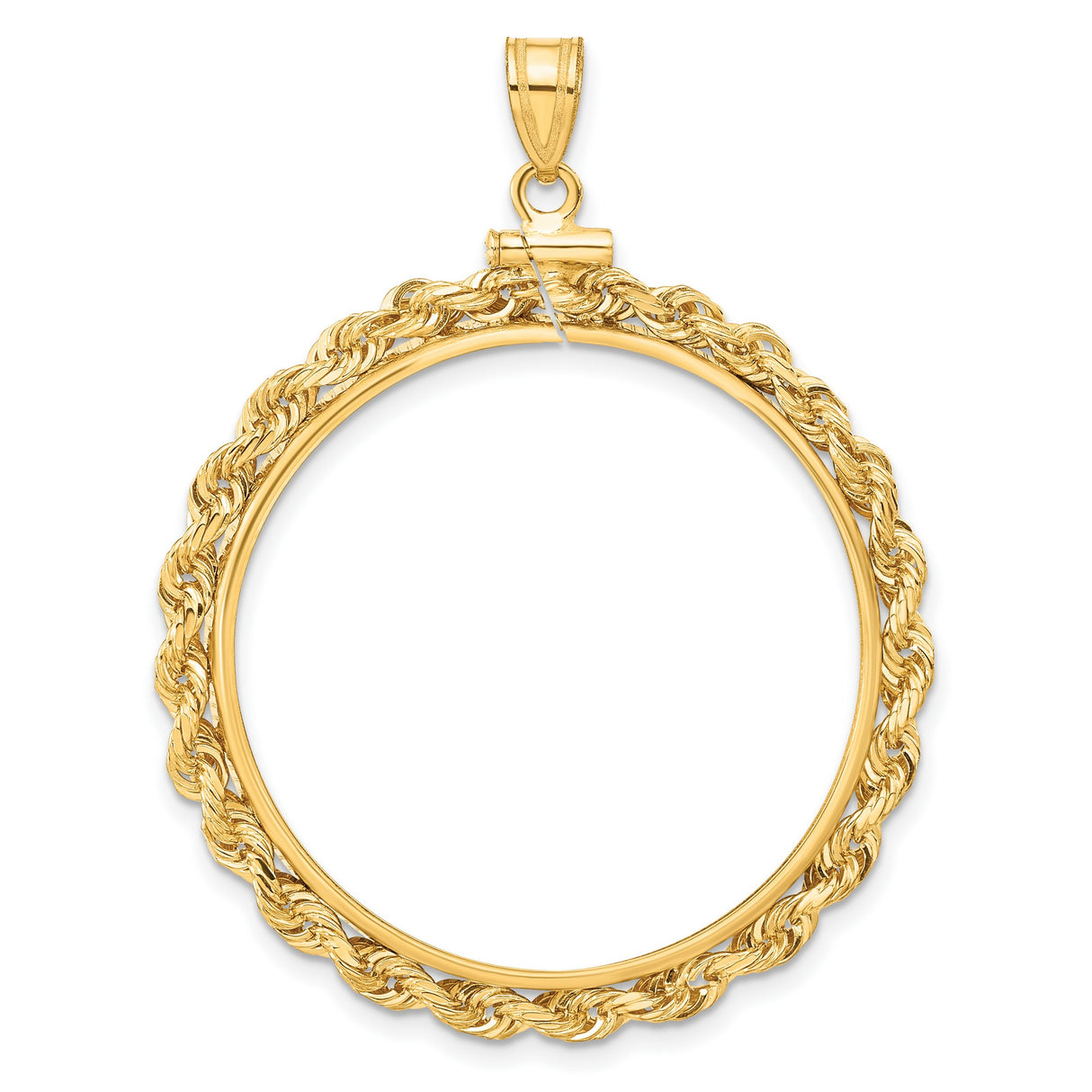 1 oz Australian Nugget Screw Top Knotted Rope Coin Bezel in 14k Yellow Gold