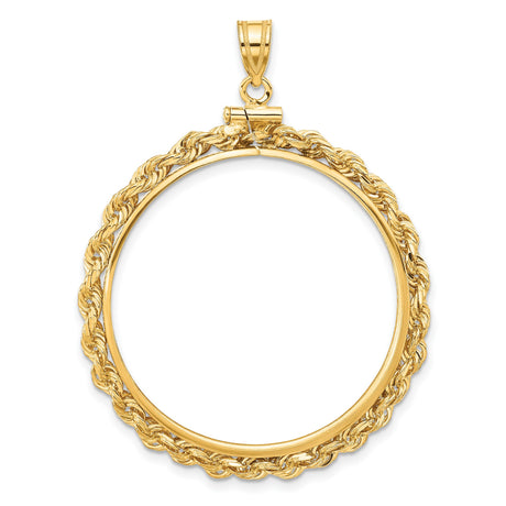 1 oz Krugerrand Screw Top Knotted Rope Coin Bezel in 14k Yellow Gold