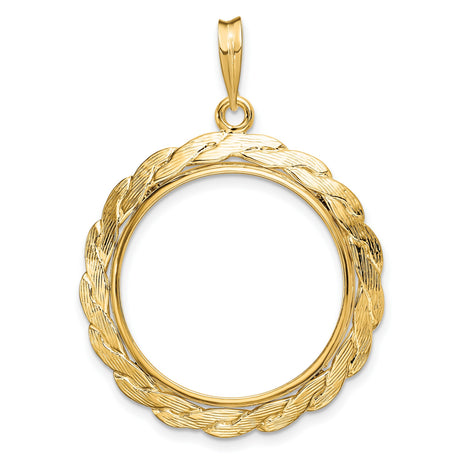 1/4 oz $10 American Buffalo Prong Set Braided Coin Bezel in 14k Yellow Gold