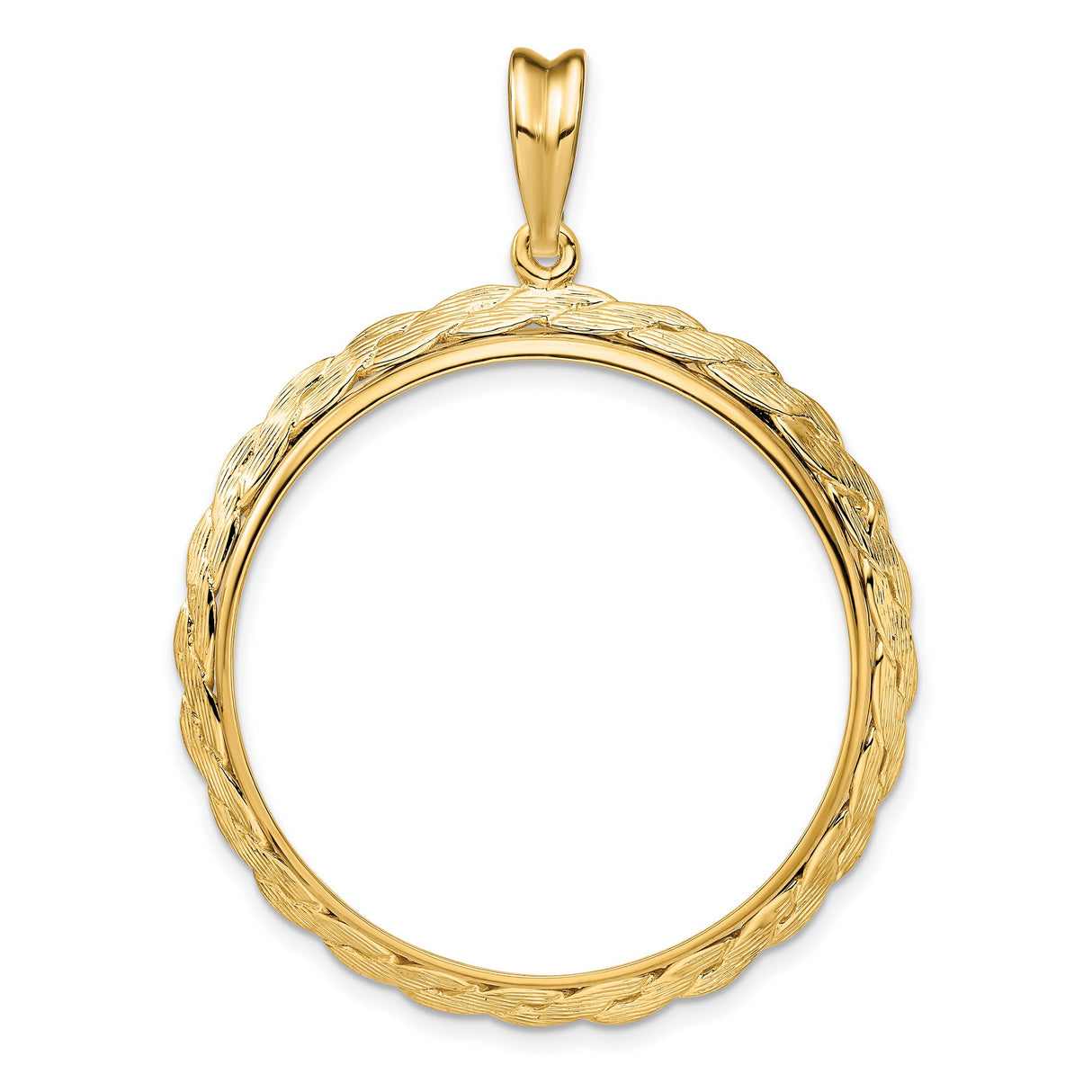 1 oz $50 American Buffalo Prong Set Braided Coin Bezel in 14k Yellow Gold