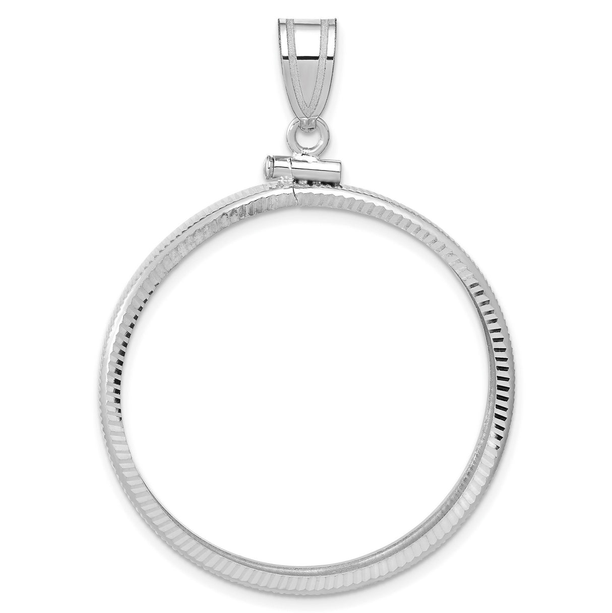 1 oz $50 American Buffalo Screw Top Diamond-Cut Faceted Coin Bezel in 14k White Gold