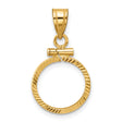  Cat Screw Top Faceted Coin Bezel in 14k Yellow Gold