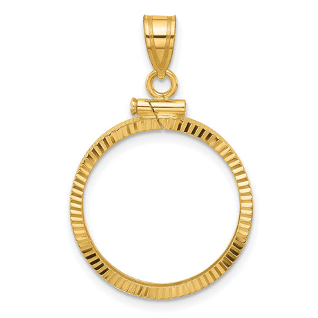 1/4 oz 25 Australian Nugget Screw Top Diamond-Cut Faceted Coin Bezel in 14k Yellow Gold