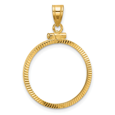 1/4 oz $10 American Buffalo Screw Top Diamond-Cut Faceted Coin Bezel in 14k Yellow Gold