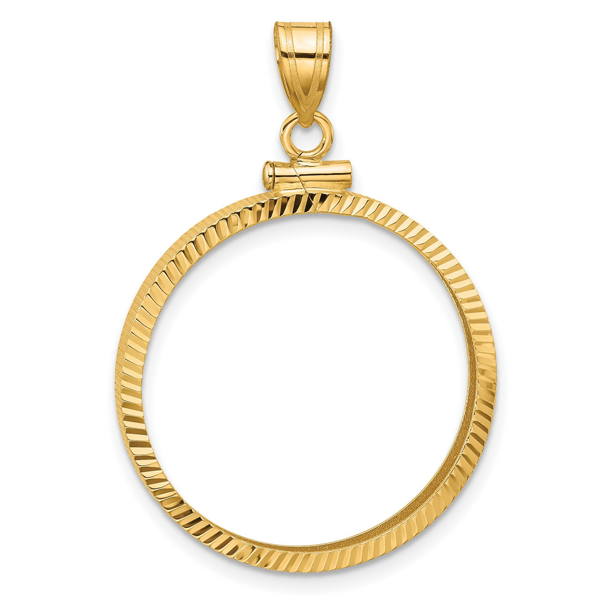 1/2 oz 50 Australian Nugget Screw Top Diamond-Cut Faceted Coin Bezel in 14k Yellow Gold