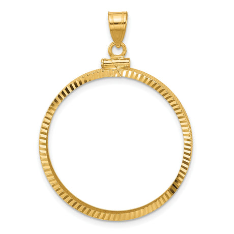 1/2 oz Cat Screw Top Diamond-Cut Faceted Coin Bezel in 14k Yellow Gold