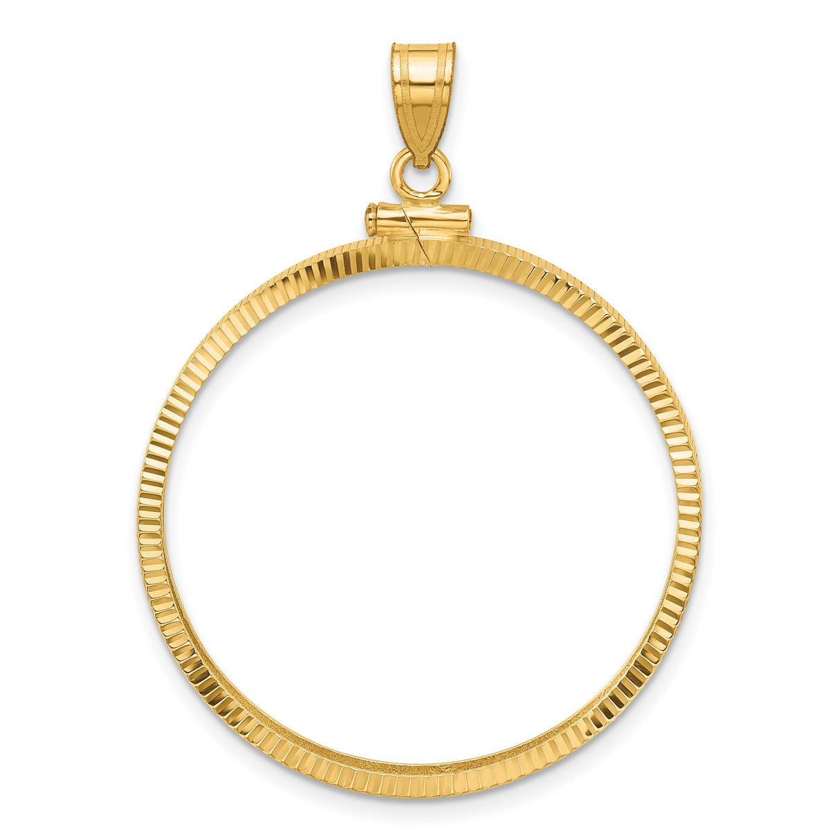 1 oz Australian Nugget Screw Top Diamond-Cut Faceted Coin Bezel in 14k Yellow Gold