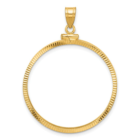 1 oz Australian Kangaroo Screw Top Diamond-Cut Faceted Coin Bezel in 14k Yellow Gold