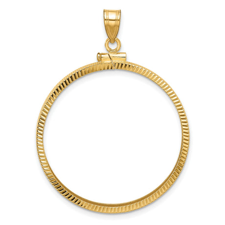 1 oz $50 American Buffalo Screw Top Diamond-Cut Faceted Coin Bezel in 14k Yellow Gold