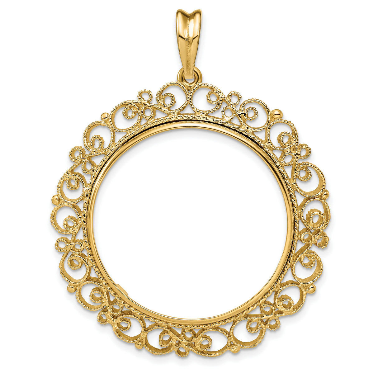 1/2 oz Cat Prong Set Victorian Coin Bezel in 14k Yellow Gold