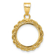  Cat Prong Set Small Rope Coin Bezel in 14k Yellow Gold