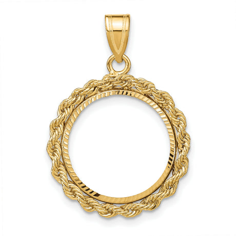 1/10 oz Krugerrand Prong Set Petite Rope Coin Bezel in 14k Yellow Gold