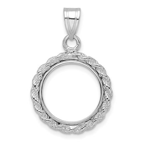 1/20 oz 5 Australian Kangaroo Prong Set Rope Knot Coin Bezel in 14k White Gold