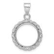  Cat Prong Set Rope Knot Coin Bezel in 14k White Gold