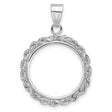 1/10 oz Cat Prong Set Rope Knot Coin Bezel in 14k White Gold