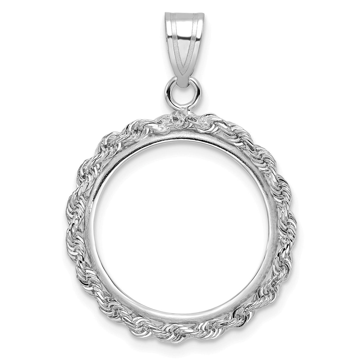 1/10 oz Cat Prong Set Rope Knot Coin Bezel in 14k White Gold