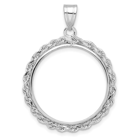 1/4 oz $10 American Eagle Prong Set Knotted Rope Coin Bezel in 14k White Gold