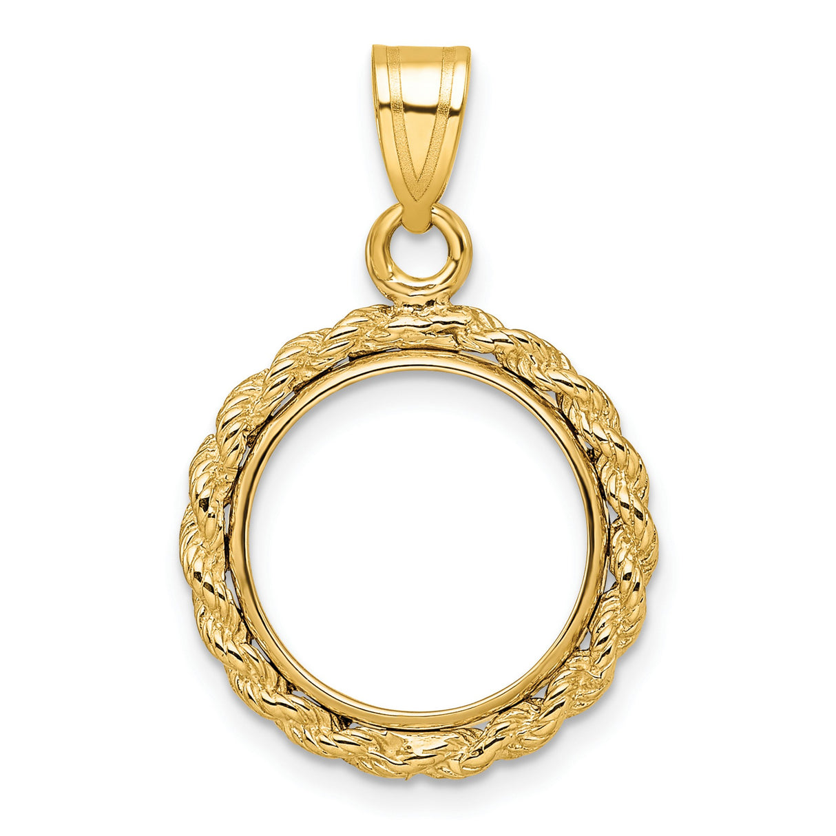  Cat Prong Set Rope Knot Coin Bezel in 14k Yellow Gold