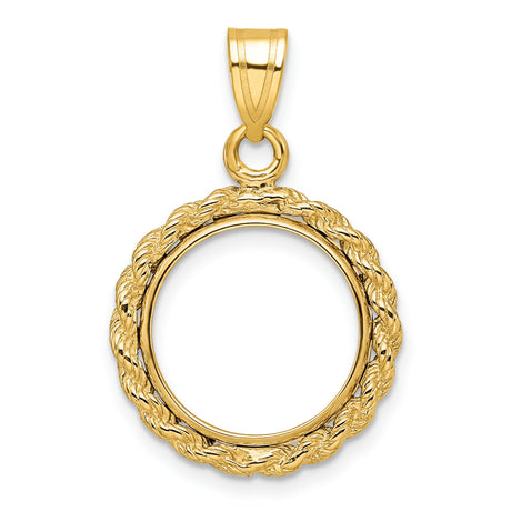 1/20 oz 5 Australian Nugget Prong Set Rope Knot Coin Bezel in 14k Yellow Gold