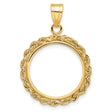 1/10 oz 50 Yuan Panda Prong Set Knotted Rope Coin Bezel in 14k Yellow Gold