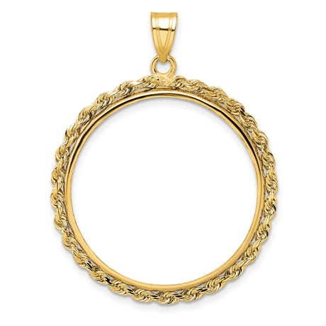 1/2 oz 50 Yuan Panda Prong Set Knotted Rope Coin Bezel in 14k Yellow Gold
