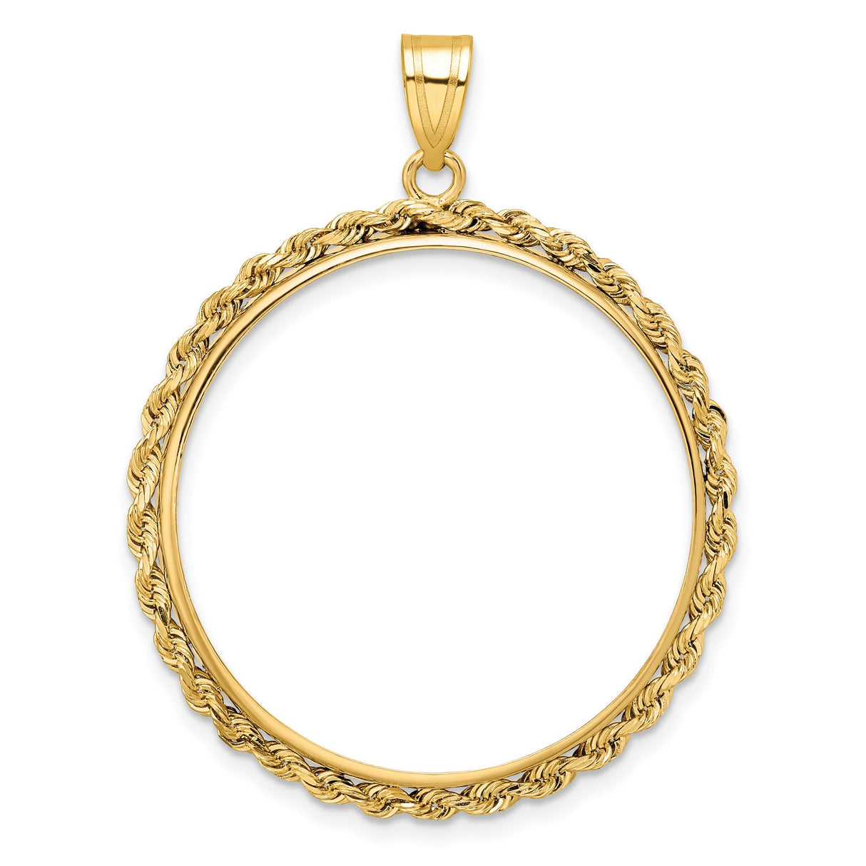 1/2 oz Cat Prong Set Knotted Rope Coin Bezel in 14k Yellow Gold