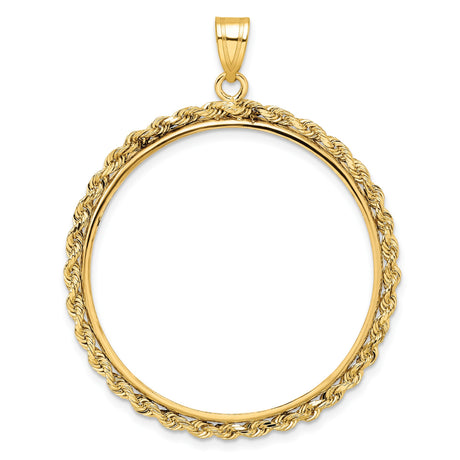 1 oz Australian Nugget Prong Set Knotted Rope Coin Bezel in 14k Yellow Gold