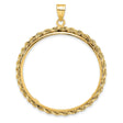 1 oz $50 American Buffalo Prong Set Knotted Rope Coin Bezel in 14k Yellow Gold