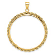 1 oz Krugerrand Prong Set Knotted Rope Coin Bezel in 14k Yellow Gold